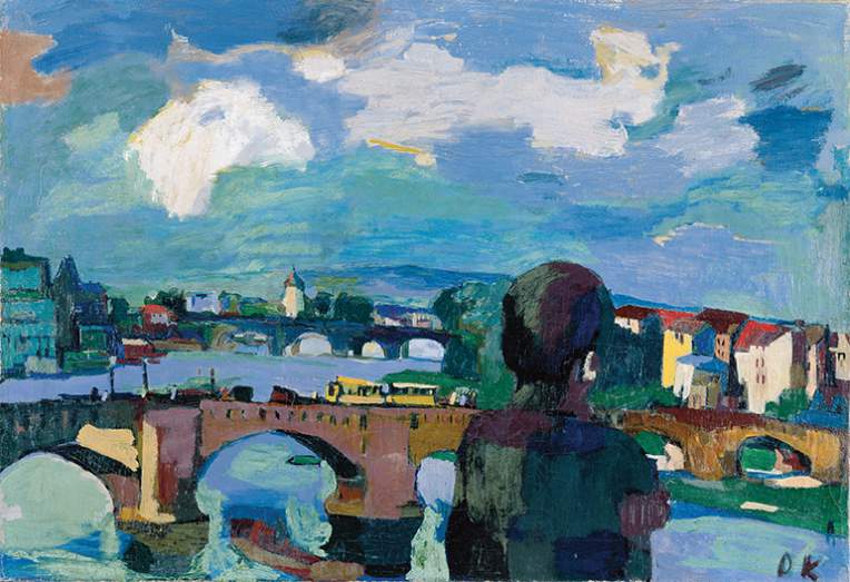 Oskar Kokoschka, Dresden, Augustusbrücke mit Rückenfigur, 1923